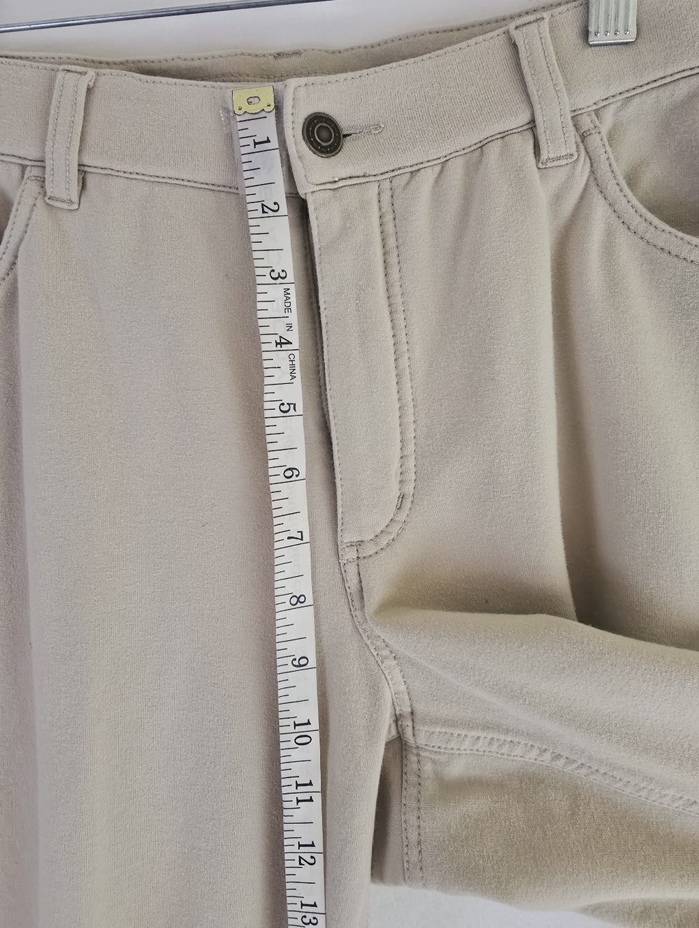 Denim & Co. Sz 12 Regular Beige Cozy Touch Baby Boot Pull-On Jean - Picture 5 of 11